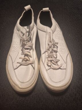 P448 White Leather Low-Top Sneakers with Cream Sole